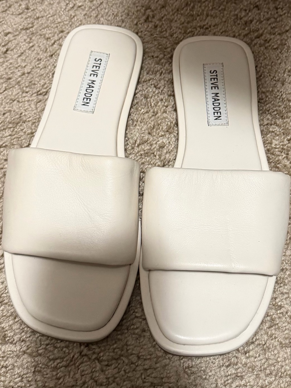 Steve Madden Cream Padded Slide Mules